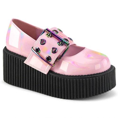 Demonia Creeper-230 Holo Rugan Kadın Creepers Ayakkabı Pembe | KGJBI-8