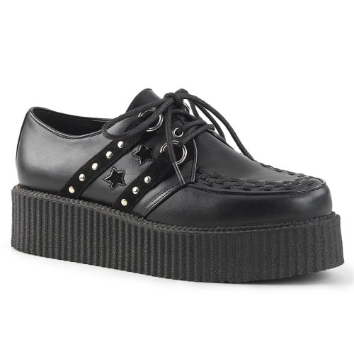 Demonia V-CREEPER-538 Vegan Deri-Süet Erkek Creepers Ayakkabı Siyah | NDBQG-5