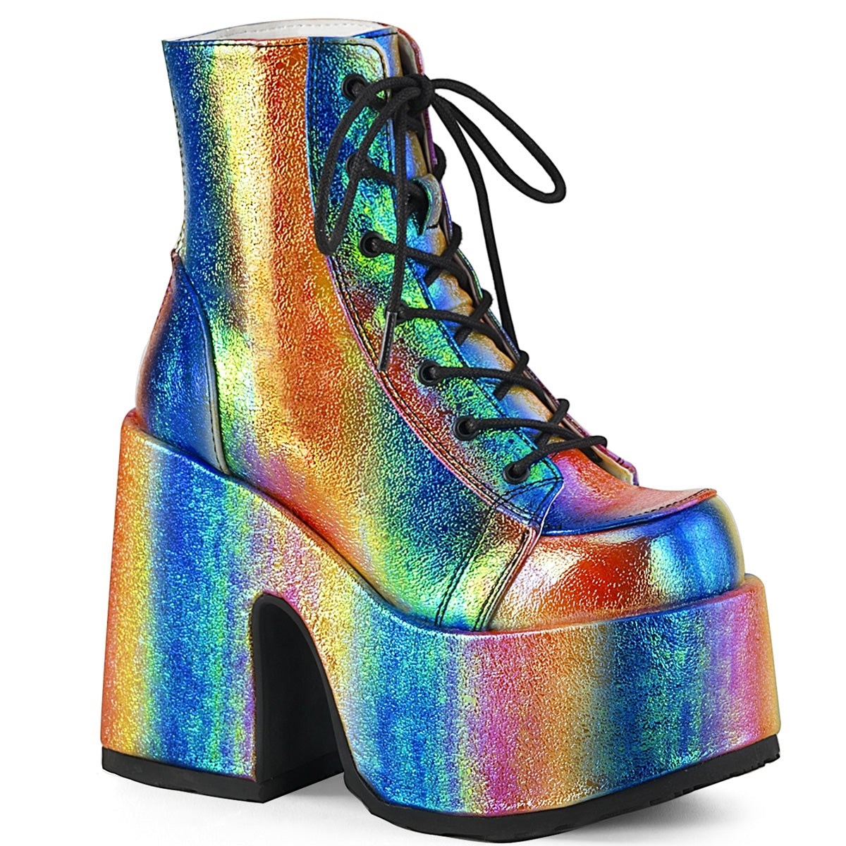 Demonia Camel-203 Rainbow Iridescent Vegan Deri Kadın Bilek Boy Bot Renkli | XBOWY-1