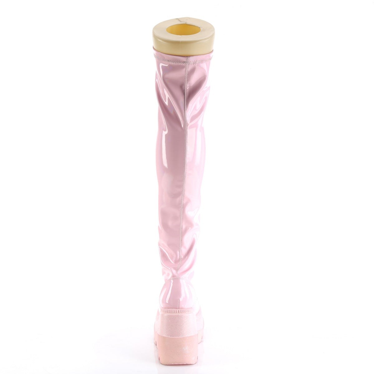 Demonia Shaker-374 Hologram Stretch Rugan Kadın Diz Üstü Çizme Pembe | XRGNK-6