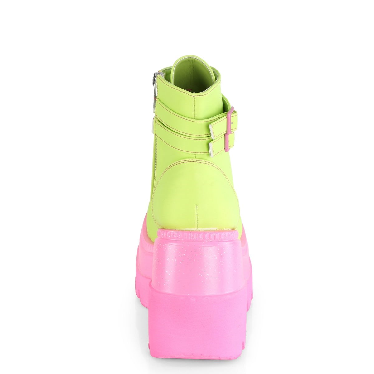 Demonia Shaker-52 Reflective Vegan Deri Kadın Bilek Boy Bot Limon Pembe | KWGCQ-5